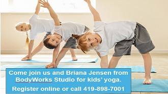 Register for Kids' yoga Wednesday April 3, 5:30 pm