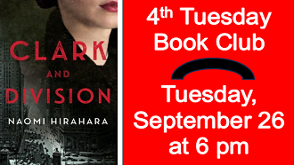 4th Tuesday book club September 26 at 6 pm