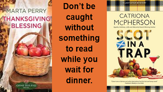 2 books Thanksgiving Blessing by Marta Perry and Scot in a Trap by Catriona McPherson